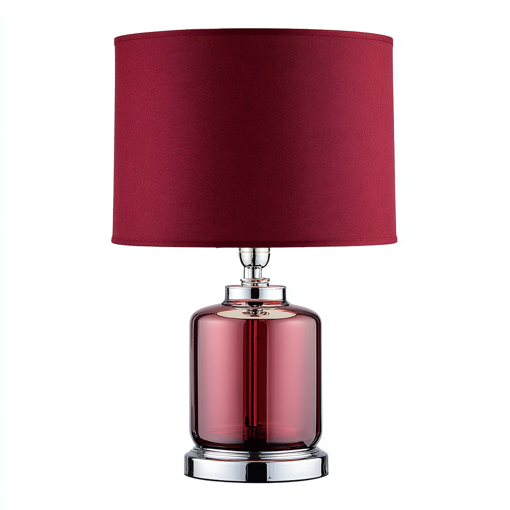 Lampe de table en verre et métal 25x25x45 cm - rouge-argent - design contemporain-Restota