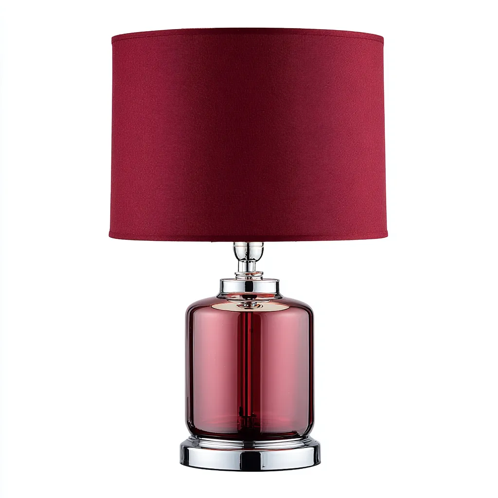 Lampe de table en verre et métal 25x25x45 cm - rouge-argent - design contemporain-Restota