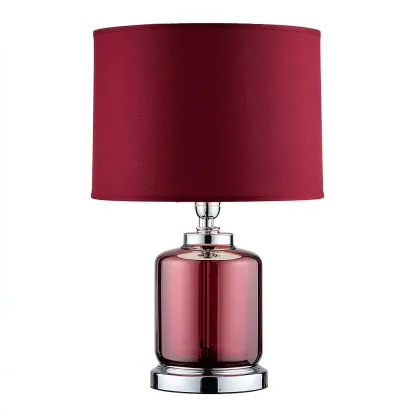 Lampe de table en verre et métal 25x25x45 cm - rouge-argent - design contemporain-Restota