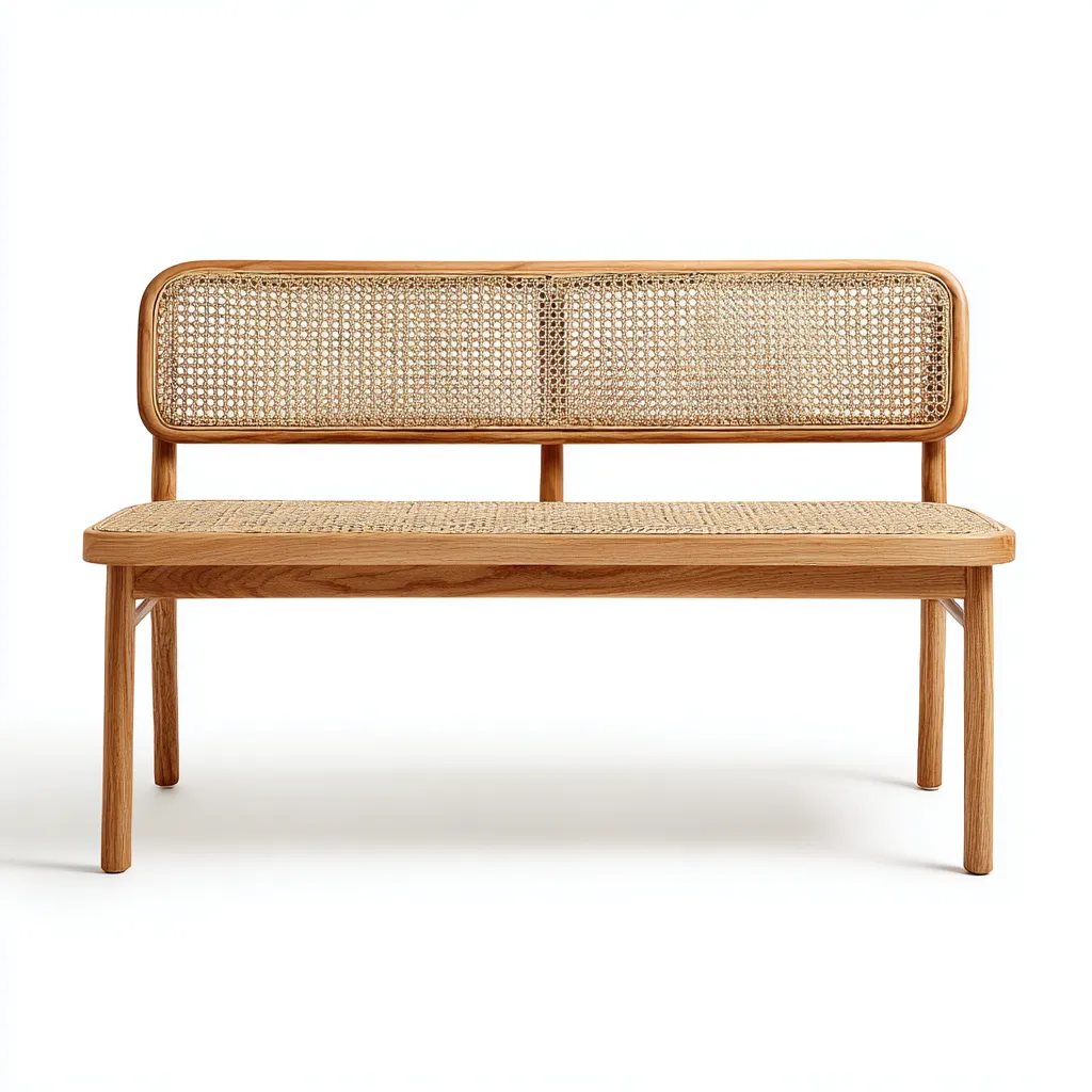 Banc de jardin en bois et rotin - 120x55x85 cm - boisnaturel - style bohème-Restota