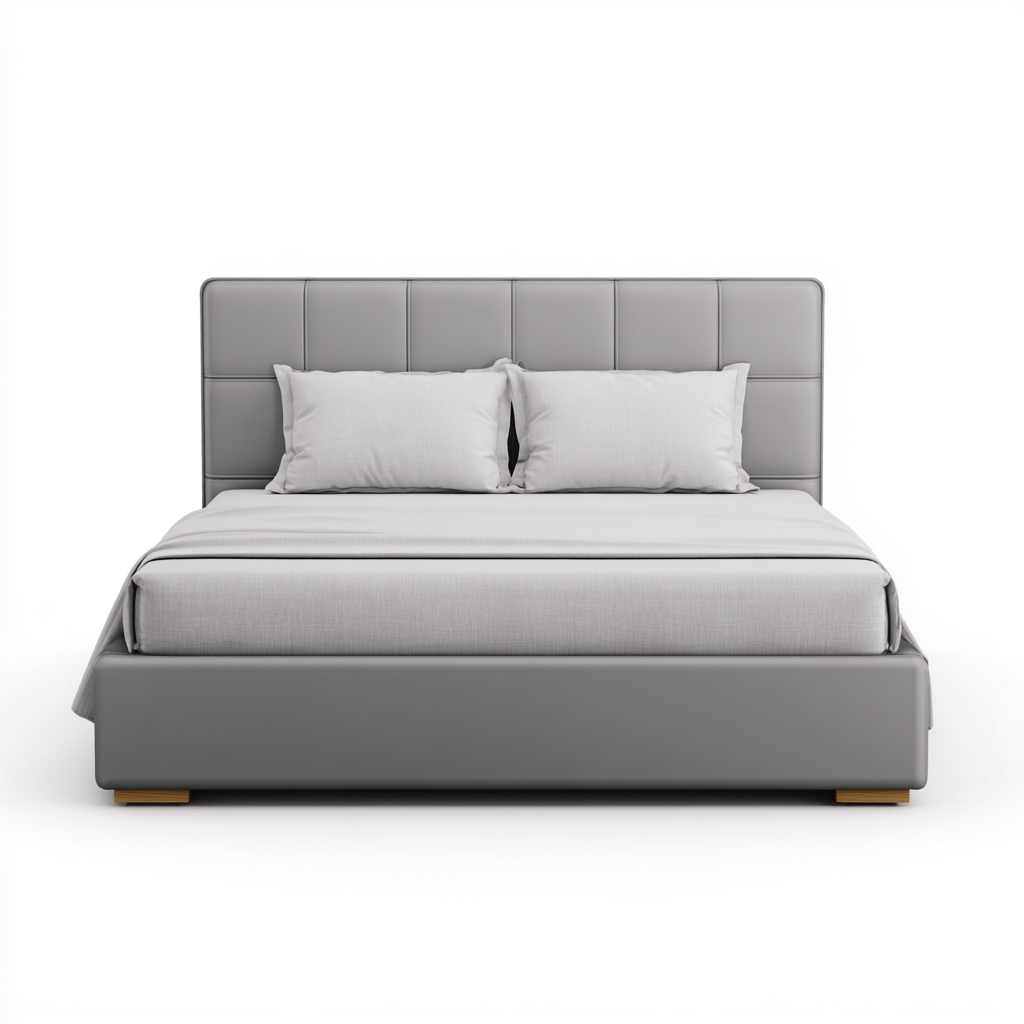 Lit double avec rangement - simili cuir - 200x160x105 cm - gris - design moderne-Restota