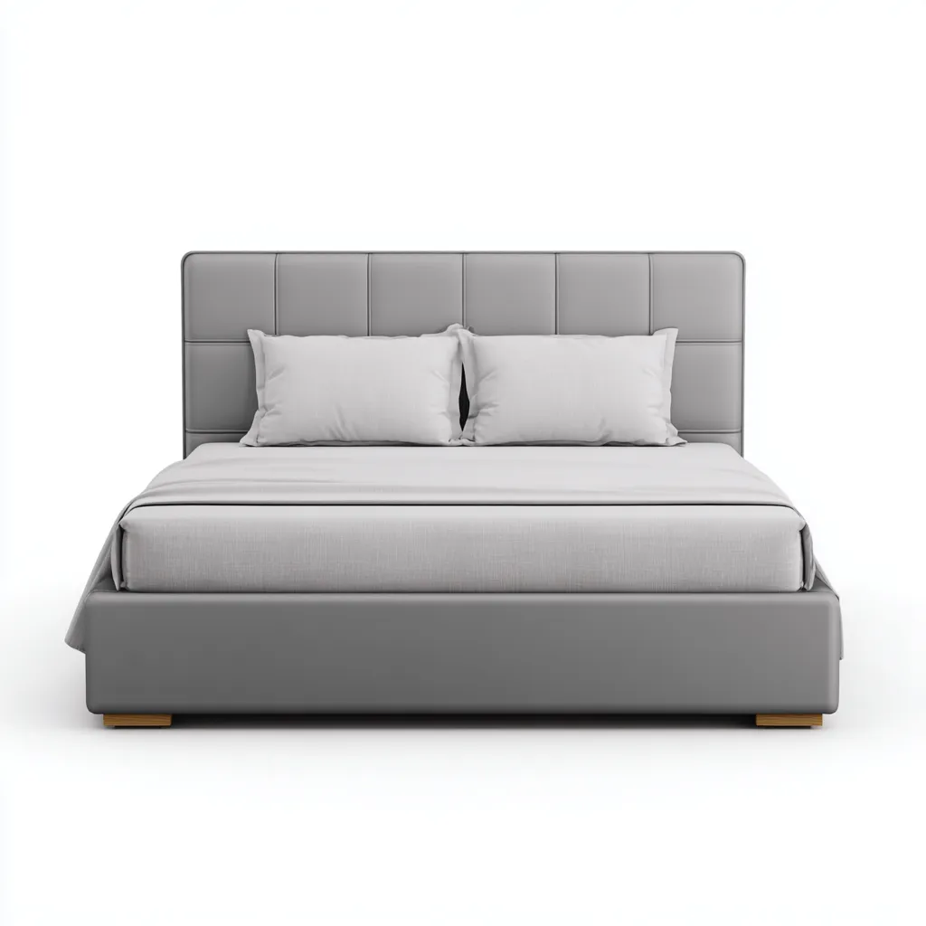 Lit double avec rangement - simili cuir - 200x160x105 cm - gris - design moderne-Restota