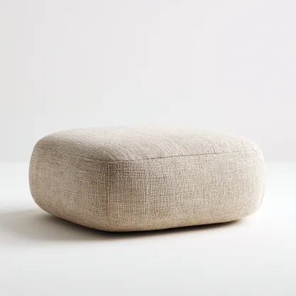 Pouf bas carré en tissu beige - 70x70x30 cm - beige - design minimaliste moderne-Restota