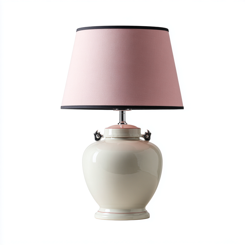 Lampe de table en céramique 27x27x50 cm - rose-crème - style classique-Restota