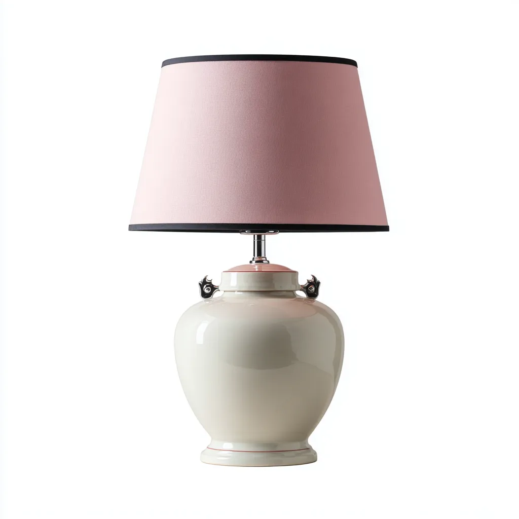 Lampe de table en céramique 27x27x50 cm - rose-crème - style classique-Restota