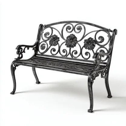Banc de jardin en fonte - 120x58x82 cm - Noir - Style Classique à Motifs Floraux-Restota