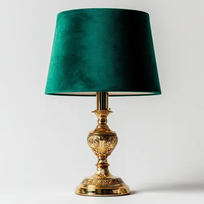 Lampe de table en métal et velours 28x28x52 cm - vert-or - style classique-Restota