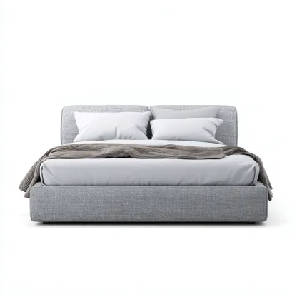 Lit double - tissu gris avec tête de lit rembourrée et base de rangement - 200x160x95 cm - gris - style moderne scandinave-Restota