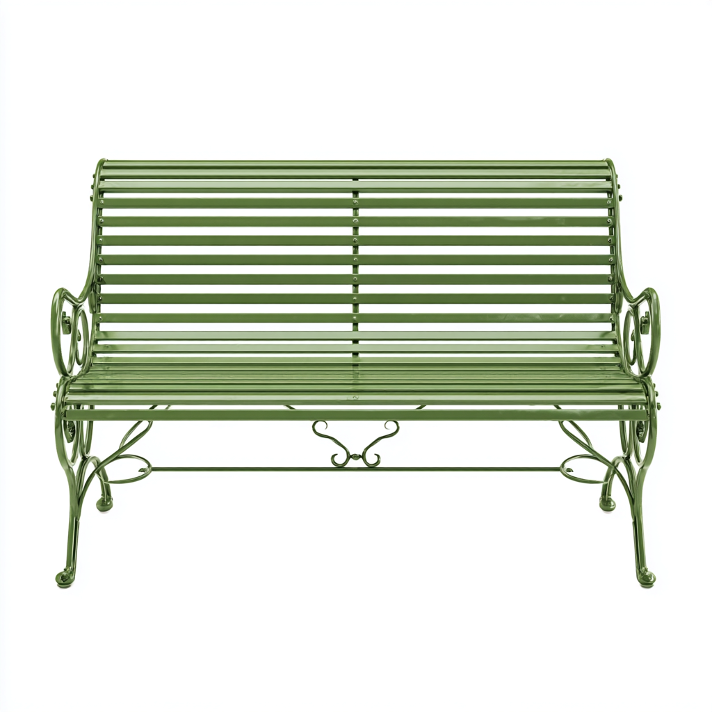 Banc de jardin en métal 125x60x85 cm - vert - style rétro pour extérieur-Restota