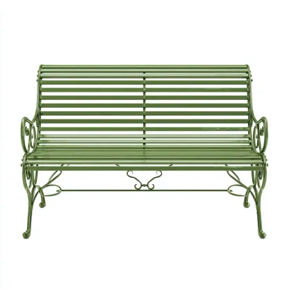 Banc de jardin en métal 125x60x85 cm - vert - style rétro pour extérieur-Restota