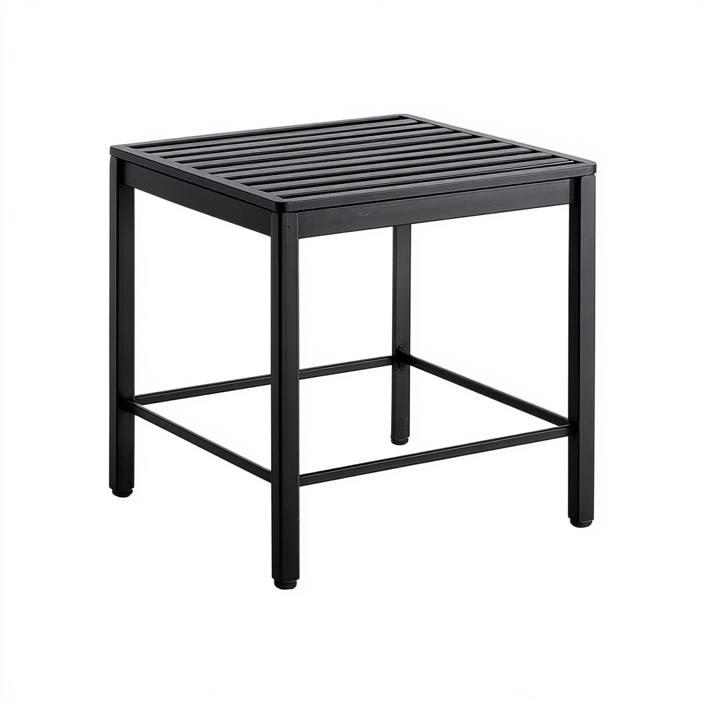 Table de jardin carrée en métal 75x75x73 cm - noir - style minimaliste-Restota