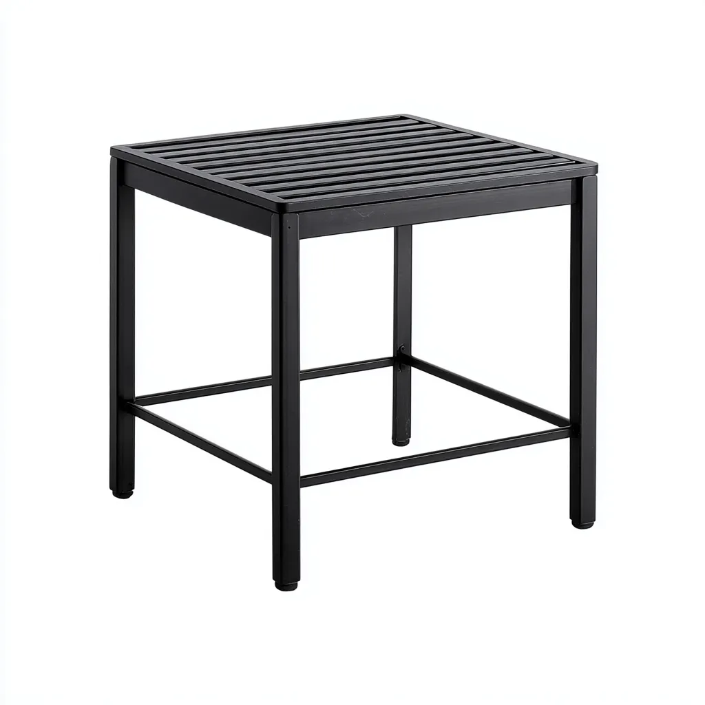 Table de jardin carrée en métal 75x75x73 cm - noir - style minimaliste-Restota