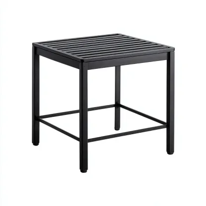 Table de jardin carrée en métal 75x75x73 cm - noir - style minimaliste-Restota