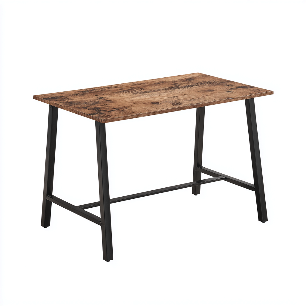 Bureau rectangulaire en bois et métal - 100x55x75 cm - brun-noir - style industriel moderne-Restota