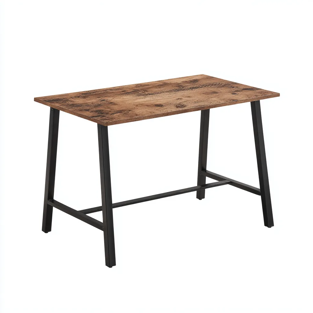 Bureau rectangulaire en bois et métal - 100x55x75 cm - brun-noir - style industriel moderne-Restota