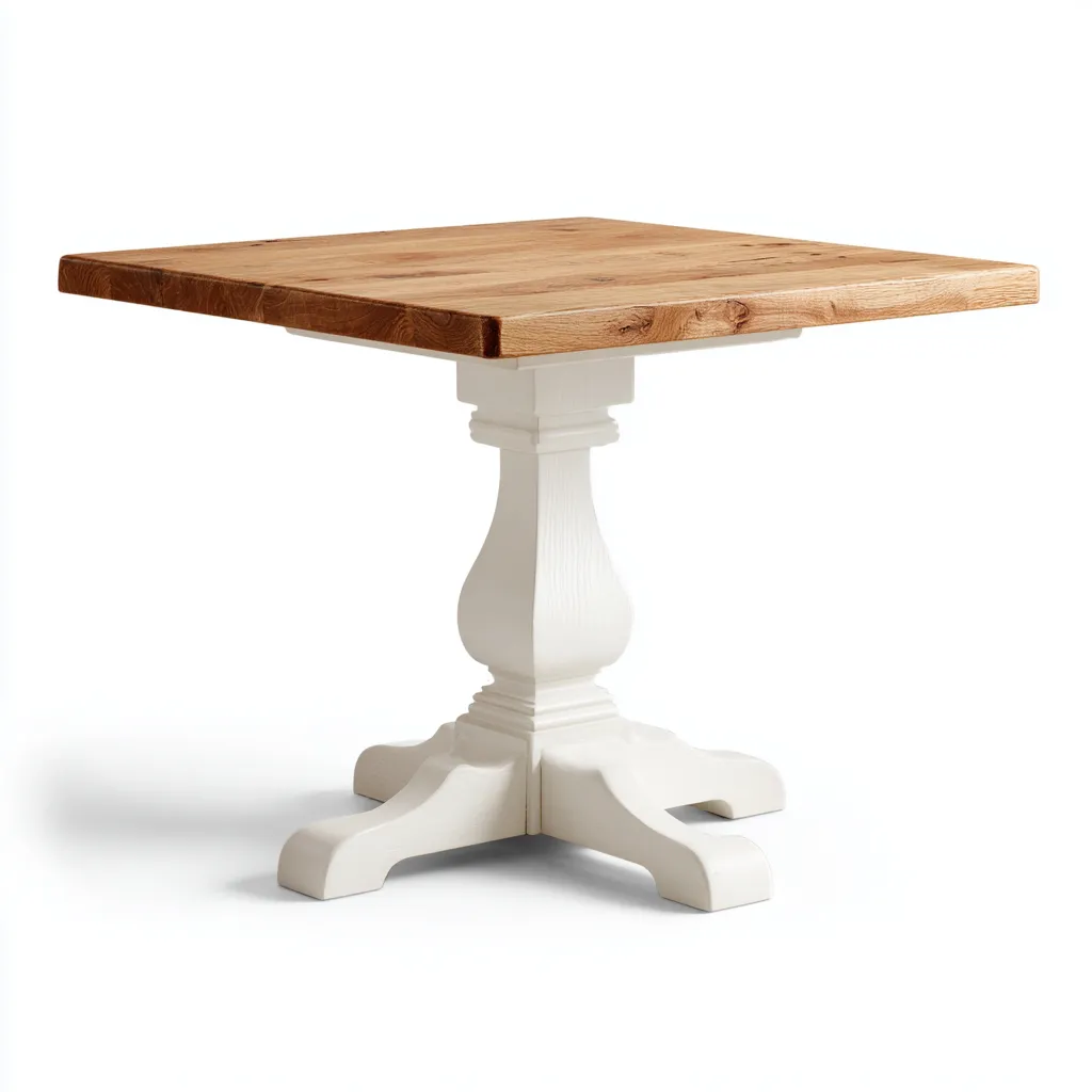 Table à manger carrée avec plateau en chêne et pied blanc 100x100x75 cm - chêne-blanc - style classique élégant-Restota