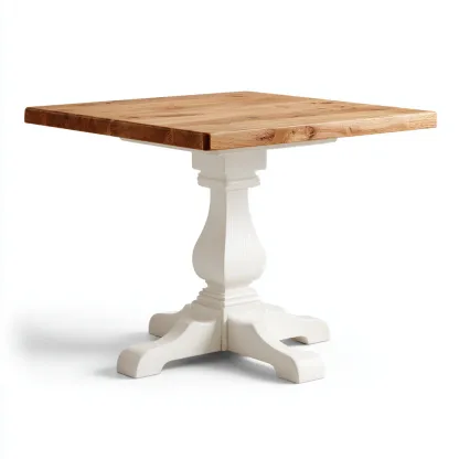 Table à manger carrée avec plateau en chêne et pied blanc 100x100x75 cm - chêne-blanc - style classique élégant-Restota