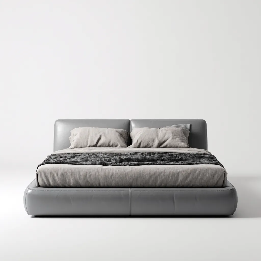 Lit double avec rangement - simili cuir - 200x160x90 cm - gris - design moderne-Restota