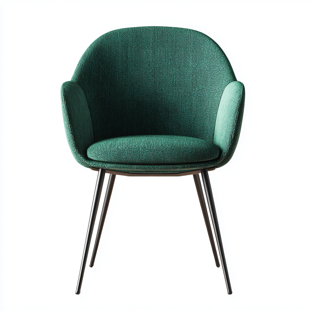 Chaise de salle à manger en tissu et métal 58x59x83 cm - vert foncé-noir - design moderne avec dossier arrondi et accoudoirs intégrés-Restota