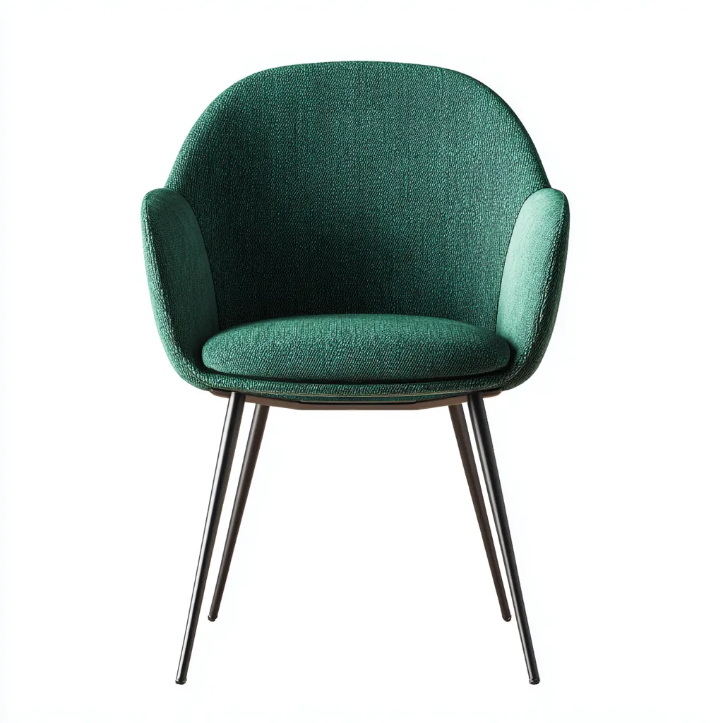 Chaise de salle à manger en tissu et métal 58x59x83 cm - vert foncé-noir - design moderne avec dossier arrondi et accoudoirs intégrés-Restota