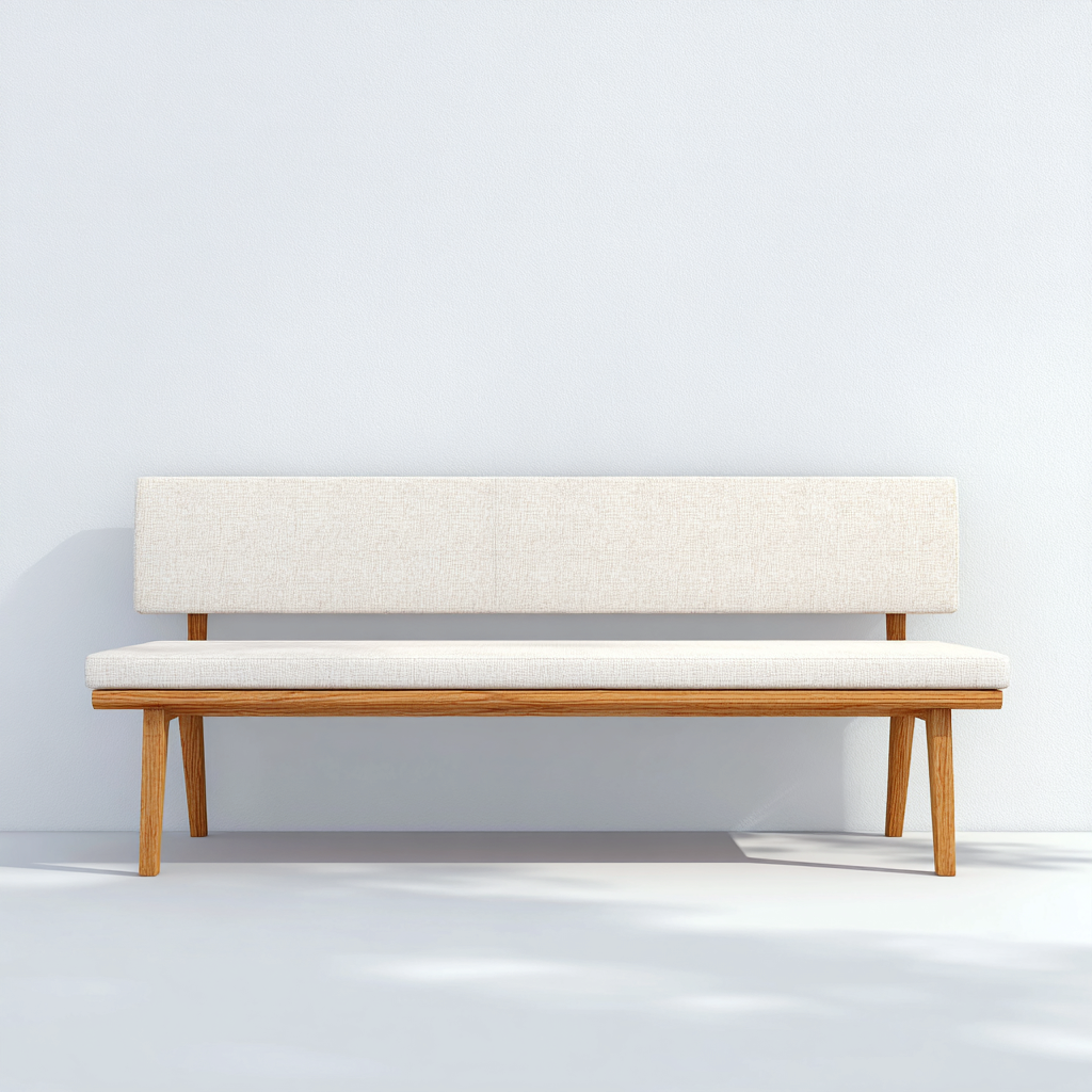 Banc de jardin en bois et tissu - 140x60x85 cm - beige-naturel - style scandinave-Restota
