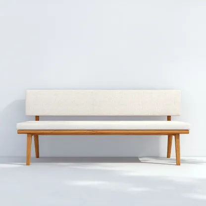 Banc de jardin en bois et tissu - 140x60x85 cm - beige-naturel - style scandinave-Restota