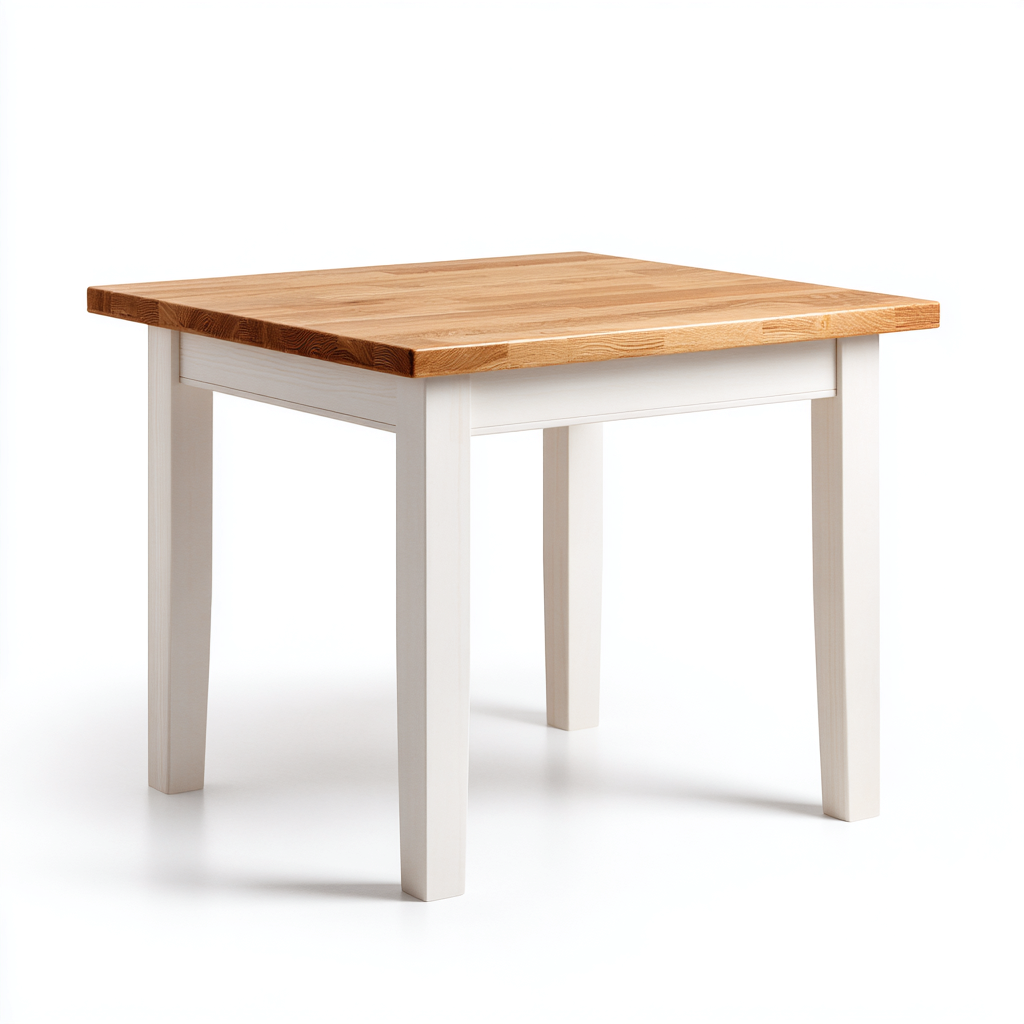 Table à manger carrée avec plateau en chêne et structure blanche 100x100x75 cm - chêne-blanc - style scandinave moderne-Restota
