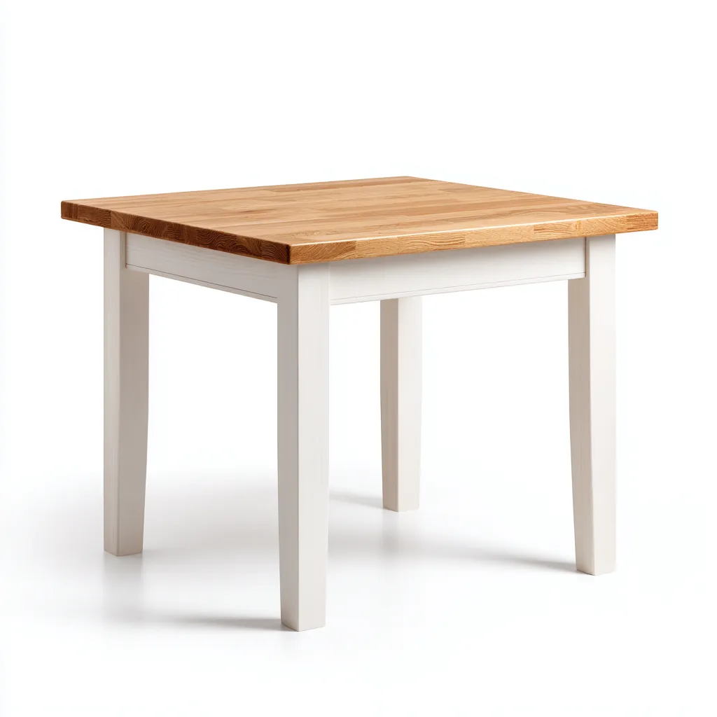 Table à manger carrée avec plateau en chêne et structure blanche 100x100x75 cm - chêne-blanc - style scandinave moderne-Restota