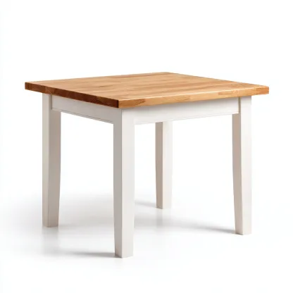 Table à manger carrée avec plateau en chêne et structure blanche 100x100x75 cm - chêne-blanc - style scandinave moderne-Restota