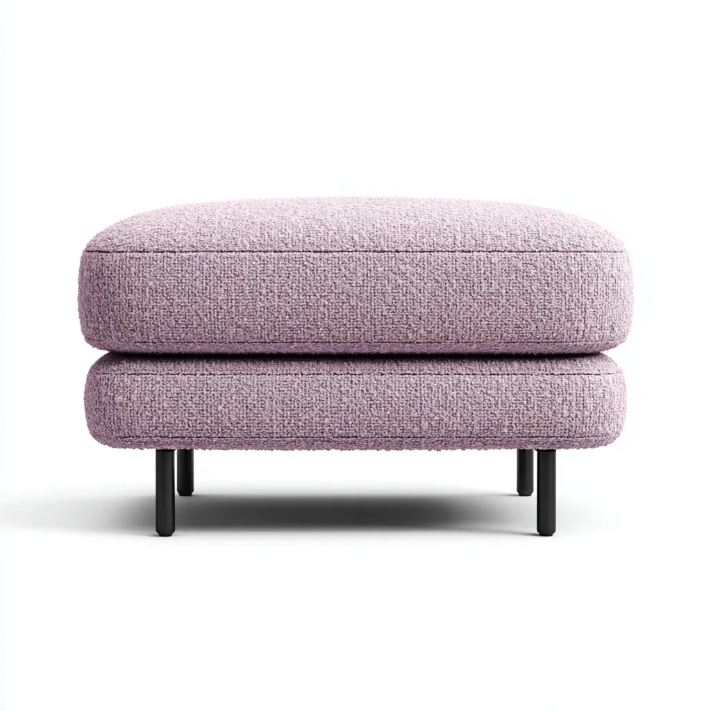 Pouf en tissu bouclé rose avec pieds en métal noir - 70x55x42 cm - rose - style moderne minimaliste-Restota