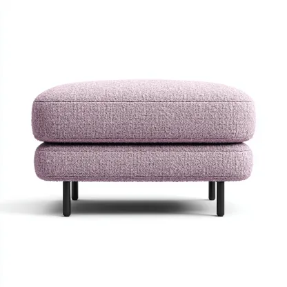 Pouf en tissu bouclé rose avec pieds en métal noir - 70x55x42 cm - rose - style moderne minimaliste-Restota