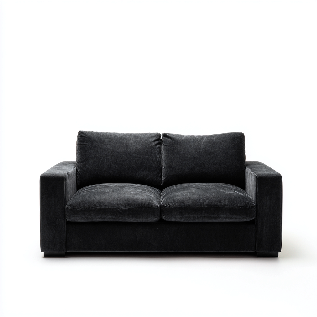 Canapé droit en tissu noir - accoudoirs larges - design moderne - usage salon-Restota