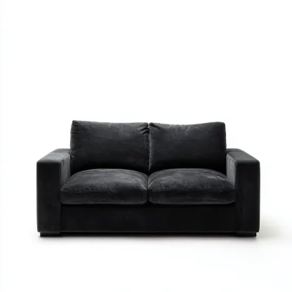 Canapé droit en tissu noir - accoudoirs larges - design moderne - usage salon-Restota