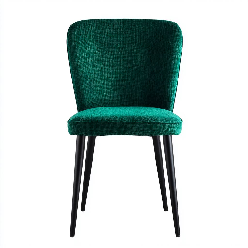 Chaise de salle à manger en tissu et métal 47x56x85 cm - vert foncé-noir - design moderne avec dossier courbé rembourré-Restota