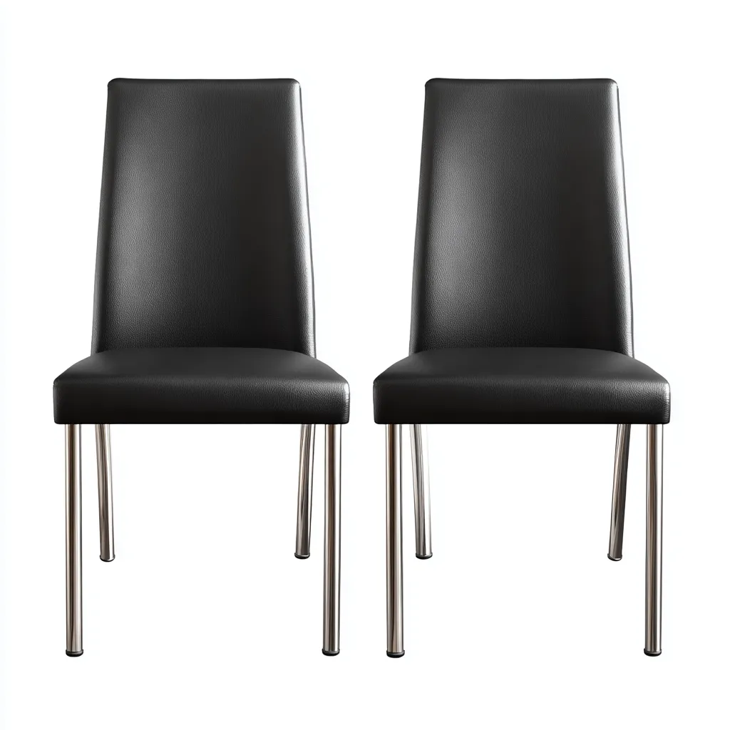 Lot de 2 chaises de salle à manger en similicuir noir avec pieds chromés - 43x50x95 cm - noir-argent - design moderne élégant-Restota