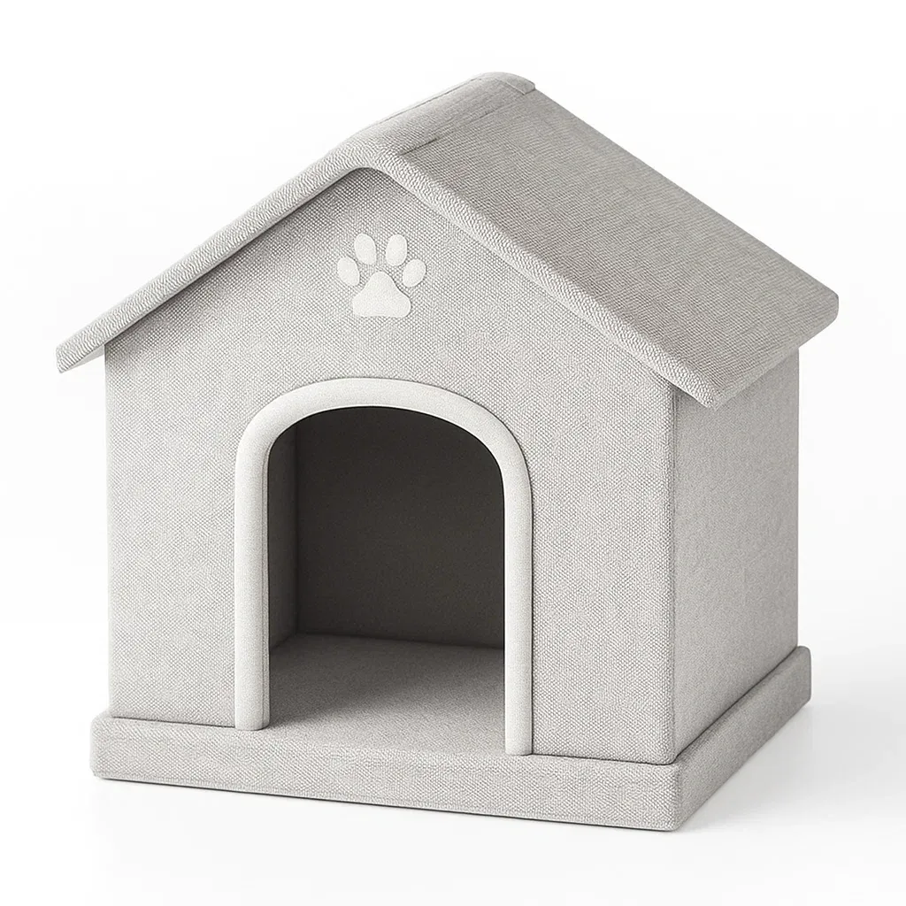 Niche pour chien en tissu polyester gris 45×40×50 cm