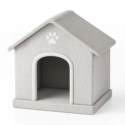 Niche pour chien en tissu polyester gris 45×40×50 cm