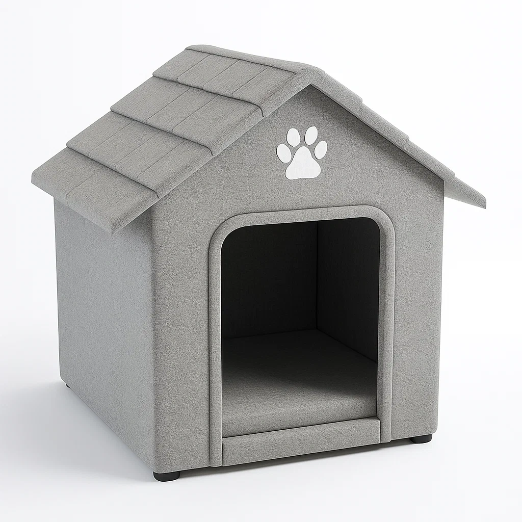 Niche pour chien en tissu polyester gris