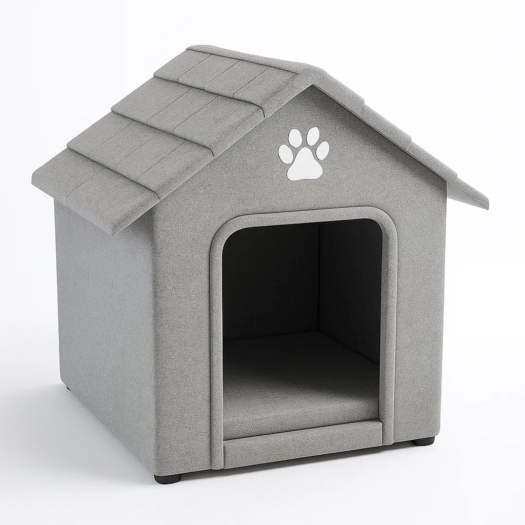 Niche pour chien en tissu polyester gris