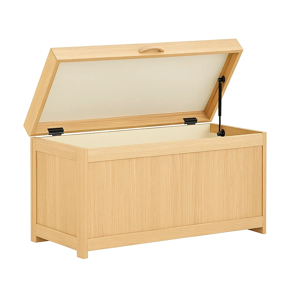 Baule portaoggetti en MDF chêne clair 80×40×45 cm