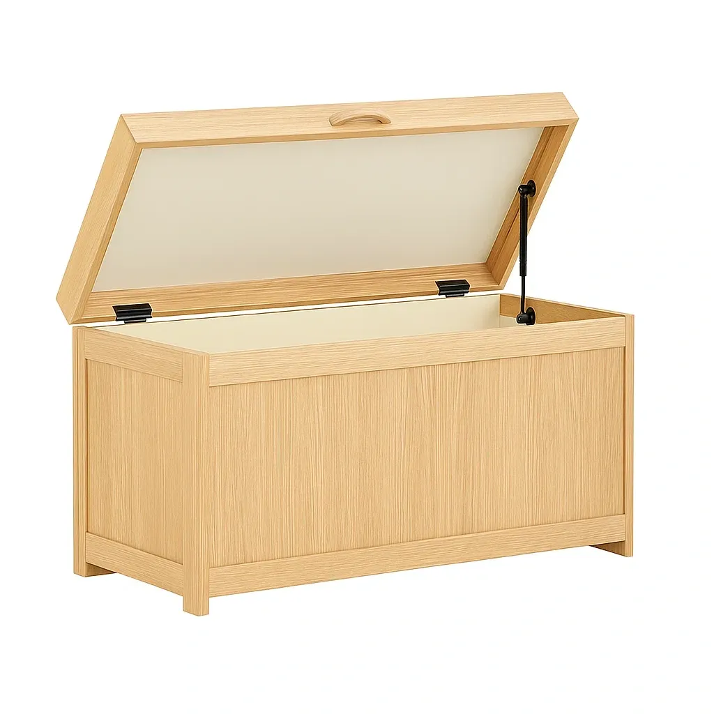 Baule portaoggetti en MDF chêne clair 80×40×45 cm