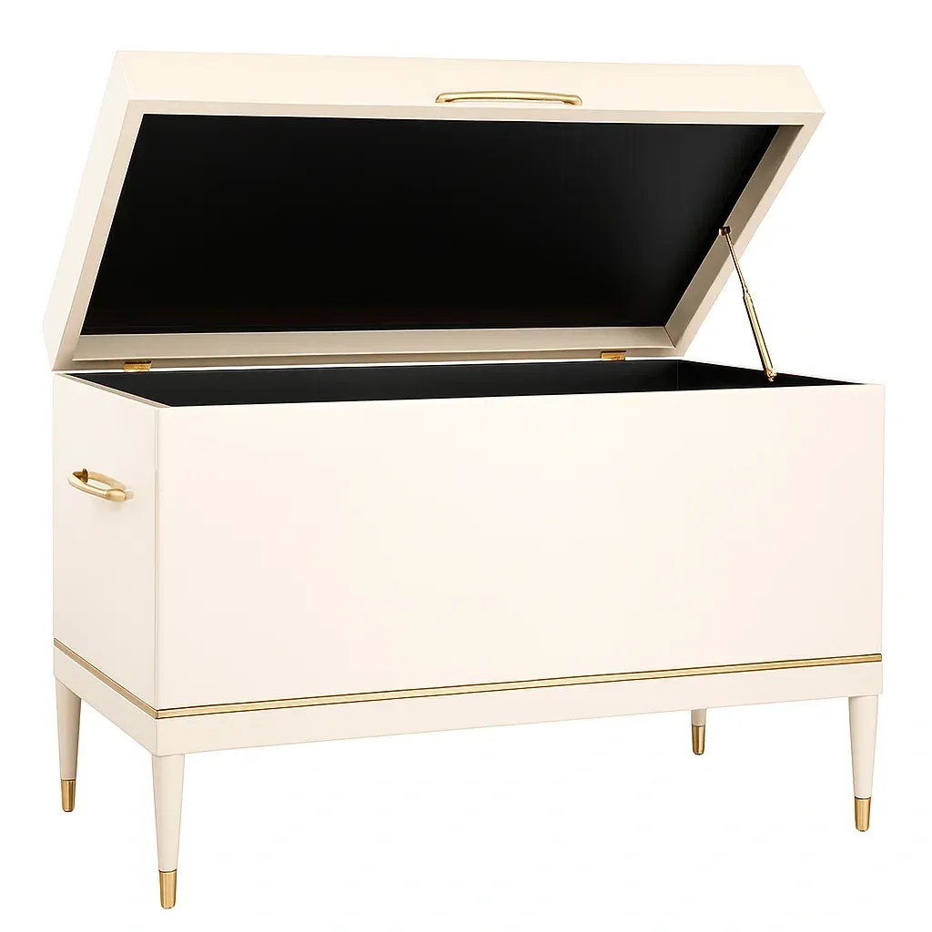 Baule portaoggetti en MDF avec détails dorés