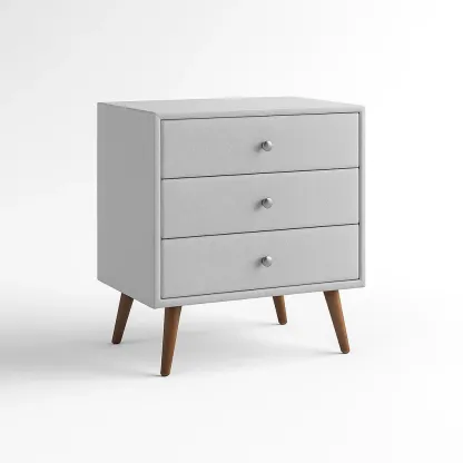 Commode à tiroirs MDF gris avec pieds en bois