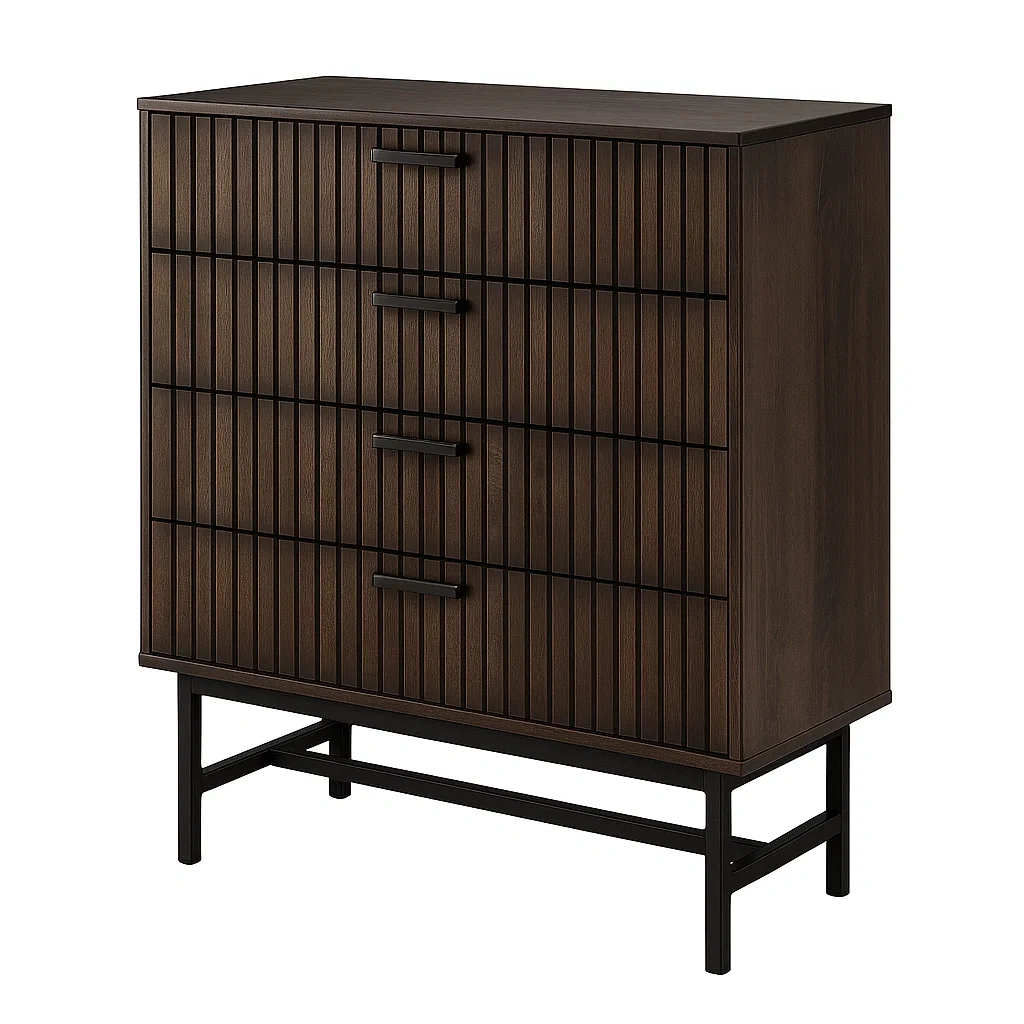 Commode à tiroirs en bois et métal 4 tiroirs 80×40×100 cm
