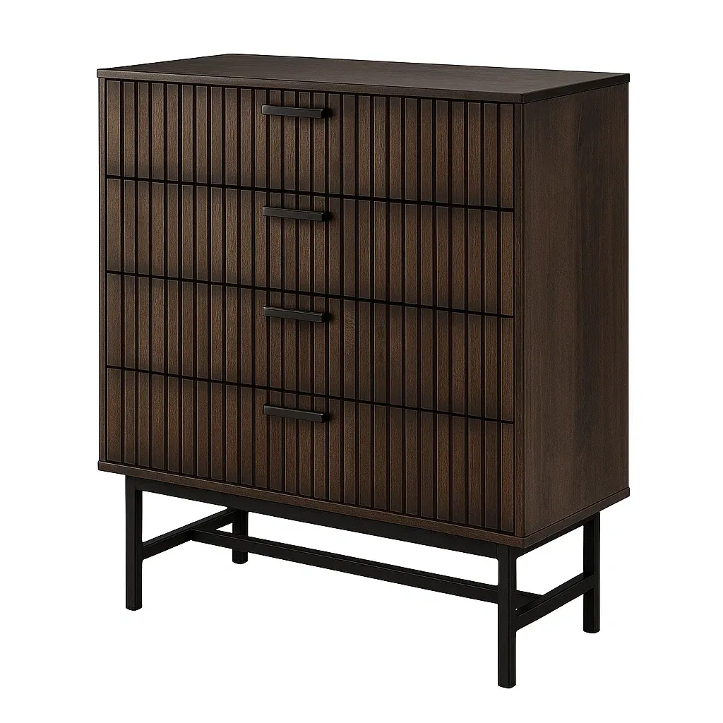 Commode à tiroirs en bois et métal 4 tiroirs 80×40×100 cm