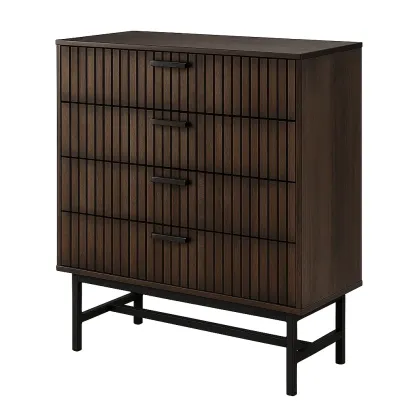 Commode à tiroirs en bois et métal 4 tiroirs 80×40×100 cm