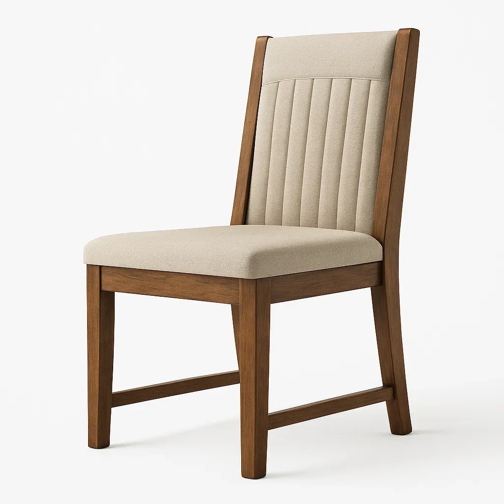 Chaise de salle à manger en bois chêne avec tissu polyester beige 45 x 55 x 90 cm