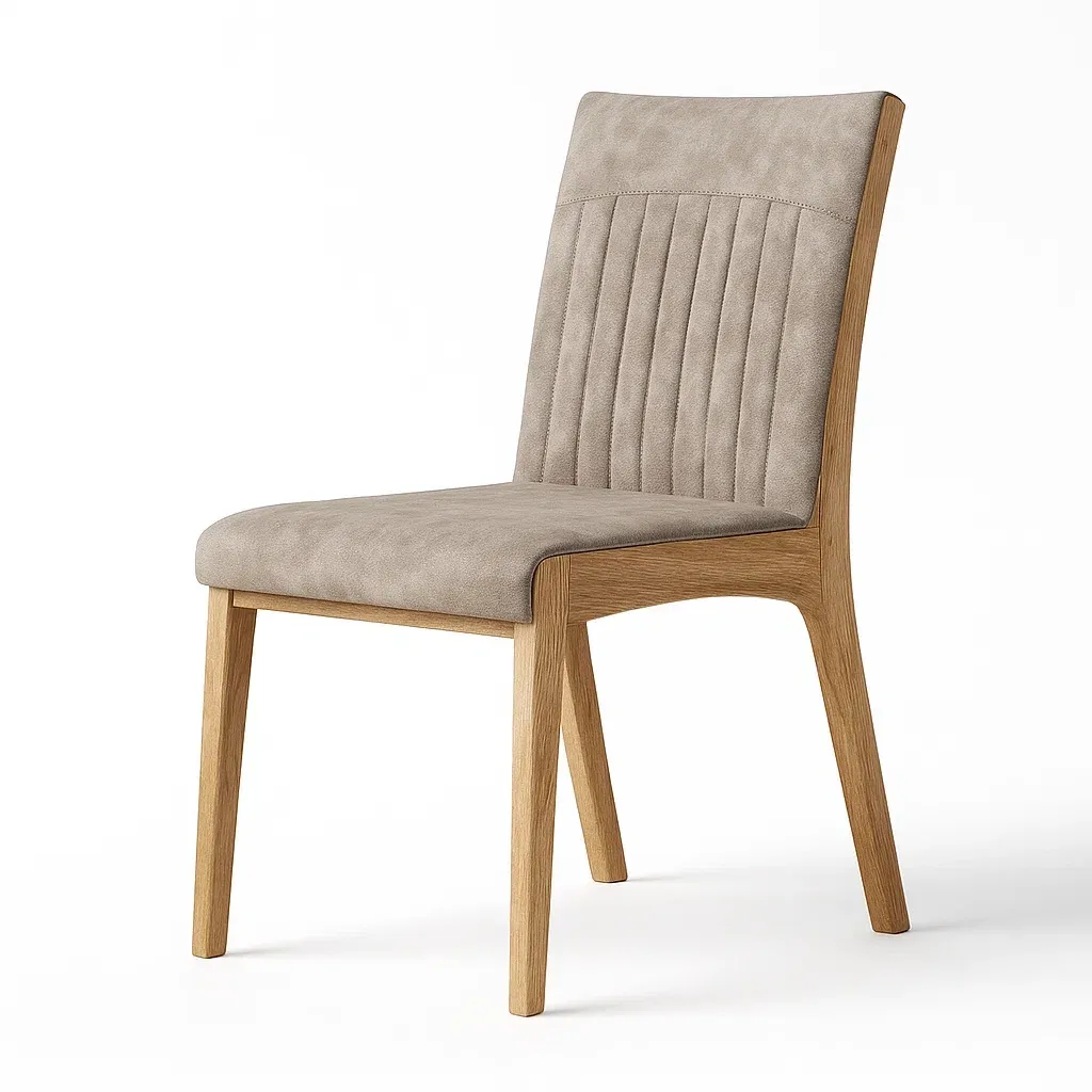 Chaise de salle à manger en bois avec revêtement simili cuir chêne taupe
