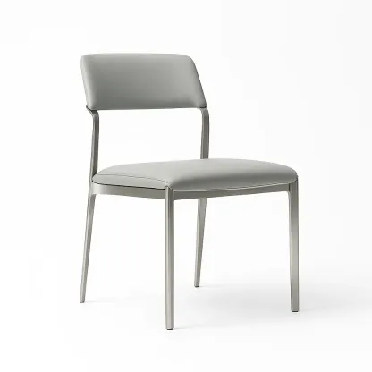 Chaise de salle à manger en métal et cuir gris