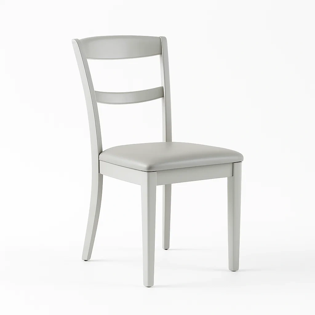 Chaise de salle à manger en bois avec siège rembourré en similicuir gris